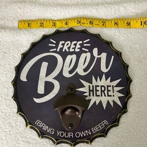 Wall mount bottle opener black bottle top shaped with metal bottle opener